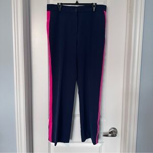 Women's Navy Pants With Pink Tuxedo Stripe